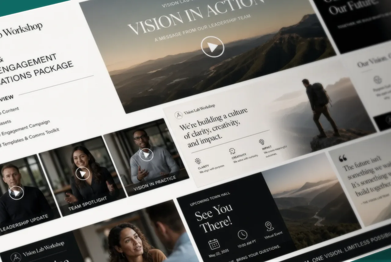 Leadership messaging campaign with internal video and town hall communications